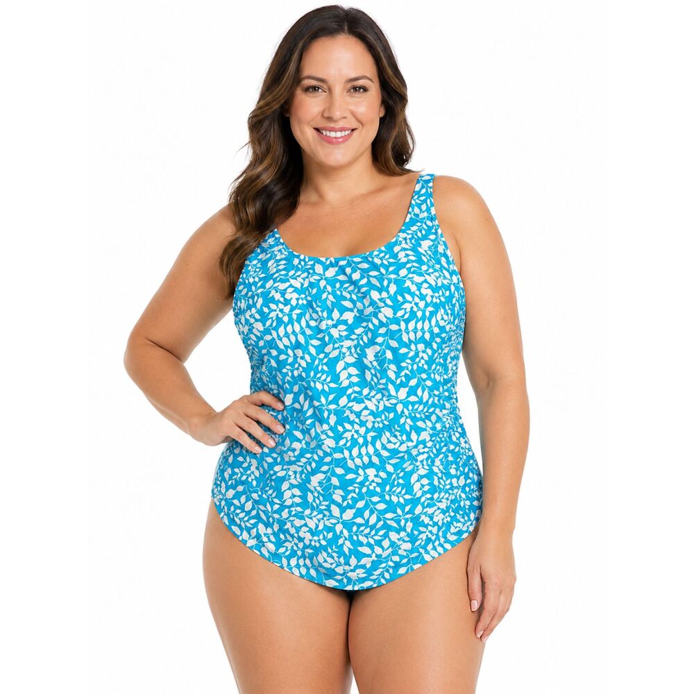 Sea Waves Sarong Blue & White One Piece Swimsuit Size 18